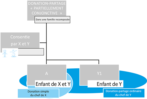 co3-a3529-fig001 Schéma d'Absence d'instrumentum : multiplicité de donation-partage et donation simple en présence d'un seul enfant commun et d'un ou plusieurs enfants non communs (du même auteur)
