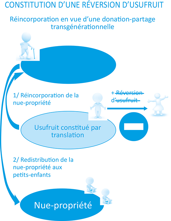 co3-a3845-fig001 Schéma d'une Constitution d’une réversion d’usufruit par translation, par l’enfant pivot